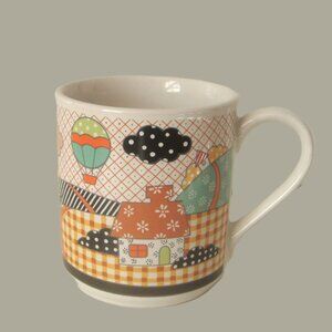 Cheery Patchwork Pattern Country Landscape Mug